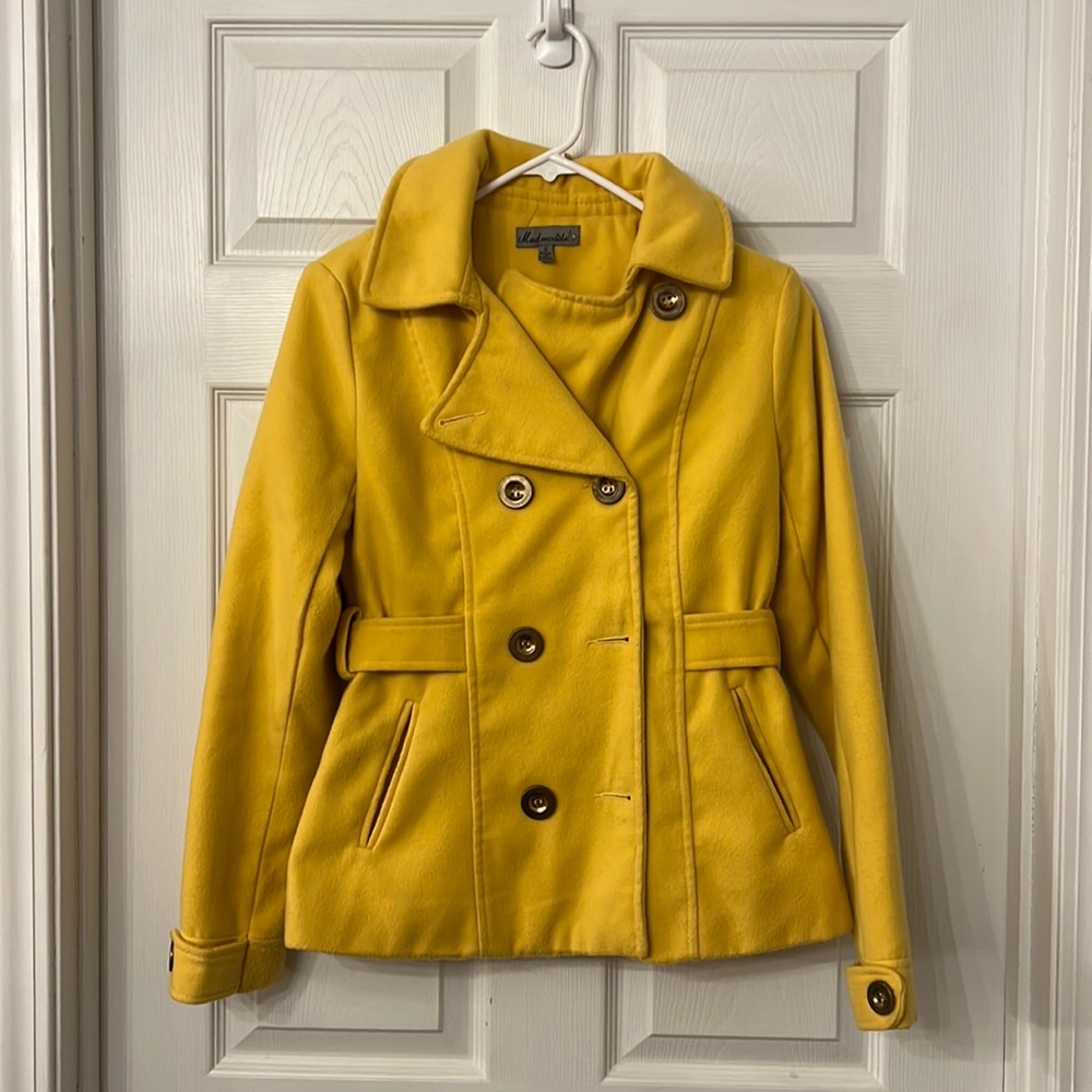 Womens Modmodele yellow pea coat size small